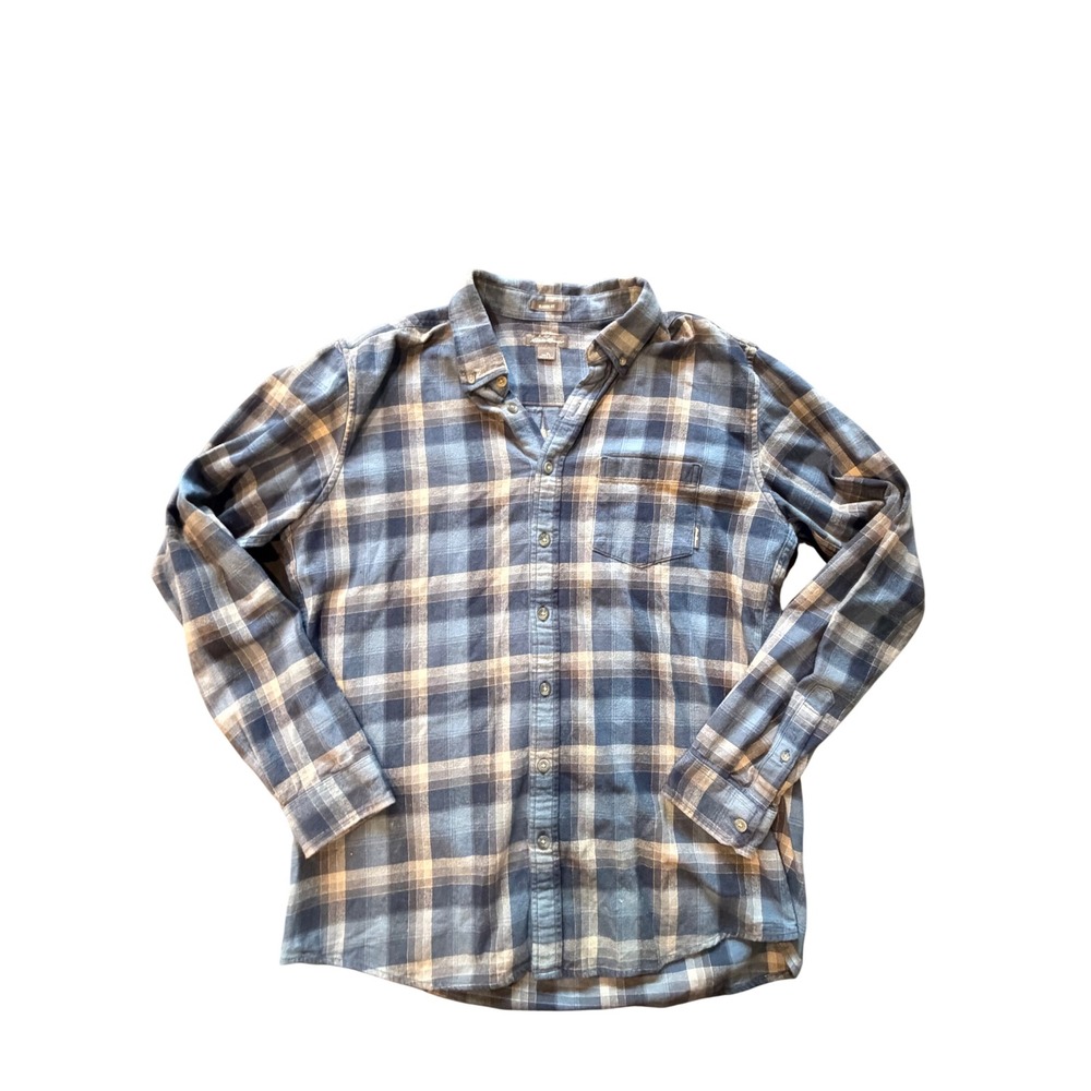 Eddie Bauer Mens Tall TL Blue Plaid Flannel Shirt Classic Fit 100% Cotton L/S